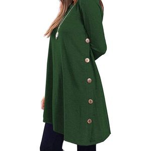 KORSIS Round Neck Button Side T Shirts Tunic Dress